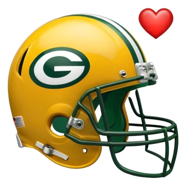 Green Bay packers helmet with a heart near it sticker