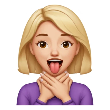 criss cross hands around throat choking self woman emoji tongue out laughing sticker