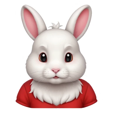 white large bunny, pet lover, red shirt, pony tail. sticker