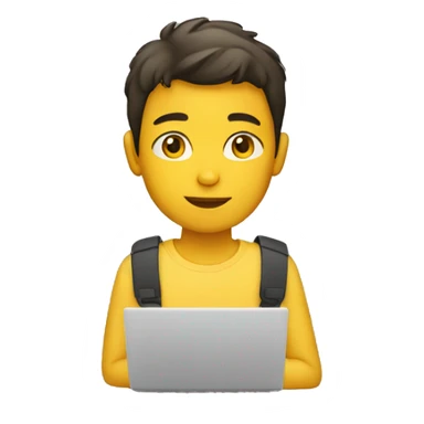Boy with laptop yellow skin tone sticker