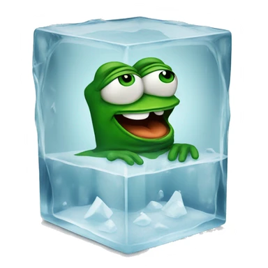 pepe the frog inside an icecube sticker