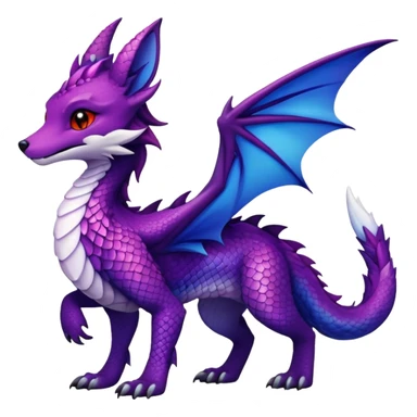 Fox dragon hybrid front facing full body dark purple and blue and red sticker