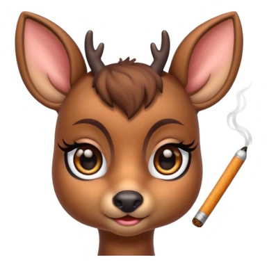 Cute female deer with cigarette with a bow bigger eyes bigger eyeliner and eyelash dont make it look human sticker