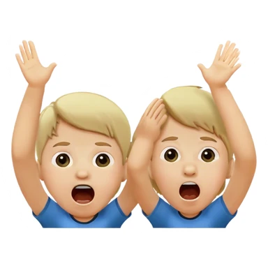 two children scream loudly looking up at full height sticker