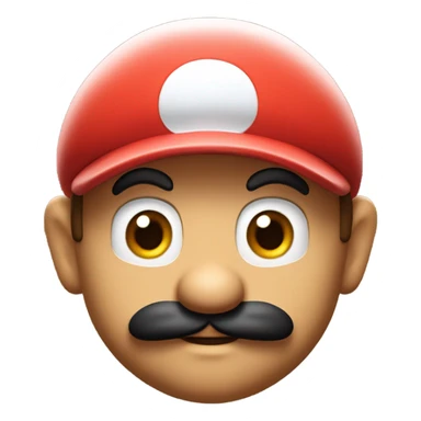 Super Mario bros emoji Mario only head black mustache sticker
