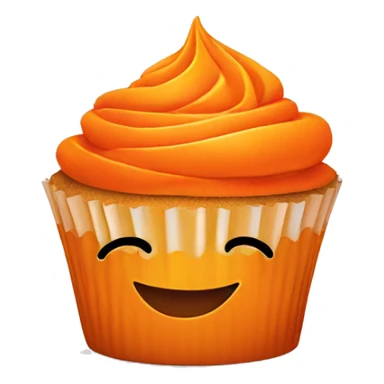 Orange cupcake with a happy face  sticker