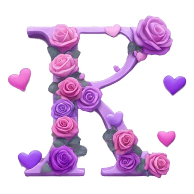 Letter R R R and M M M with roses and hearts of love in purple sticker