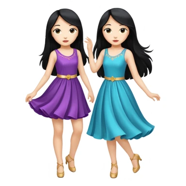 aisan girl with long black and white girl with blonde hair together going to dance at the club sticker