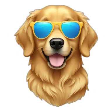 a golden retriever with sunglasses sticker