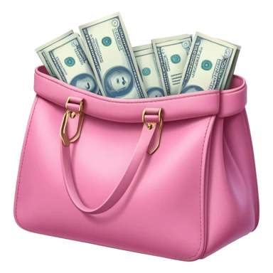 ultra realistic pink bag full of blue money bills sticker