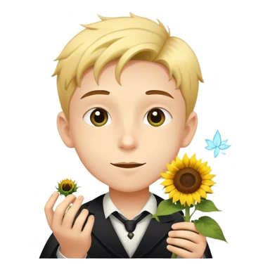 Boy sunflower doing magic tricks sticker