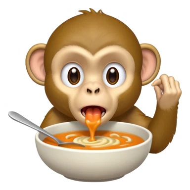 Monkey screaming eating soup sticker