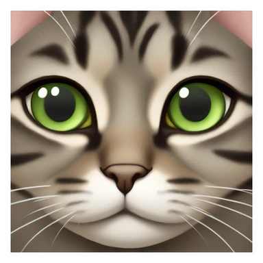 very fat brown and grey and black tabby cat with green eyes sticker