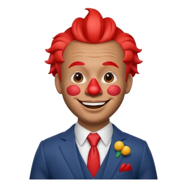 A 3D cartoon man with a red clown nose, smiling expression, wearing a suit, soft lighting, realistic Memoji-style. sticker