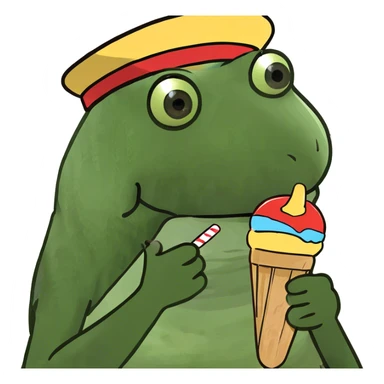 wearing a propeller hat, eating a popsicle, sitting down sticker
