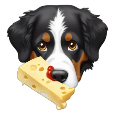 Bernese mountain dog eating fondue swiss cheese sticker