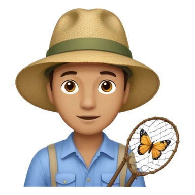 man holding butterfly net sticker