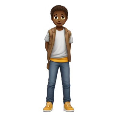 garçon metisse qui court derriere une fille metisse petite  sticker