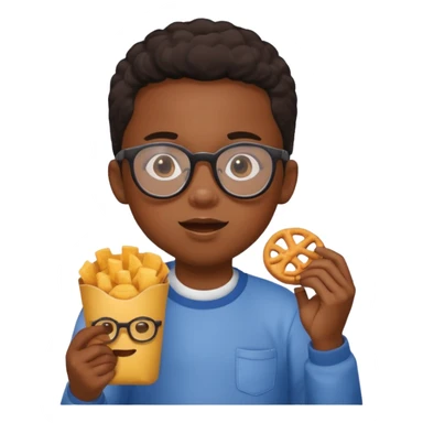 snack holding black kid with glasses on eyes sticker