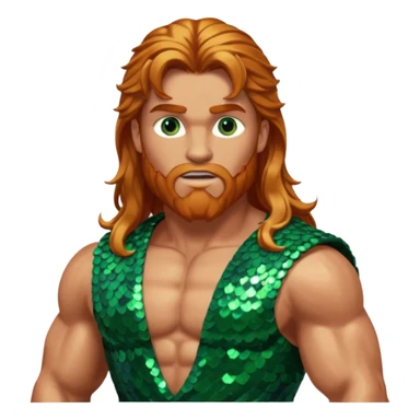 Hercules, God of Heroes from Gods and Goddesses with long reddish blonde hair, bronze and green sequin outfit sticker