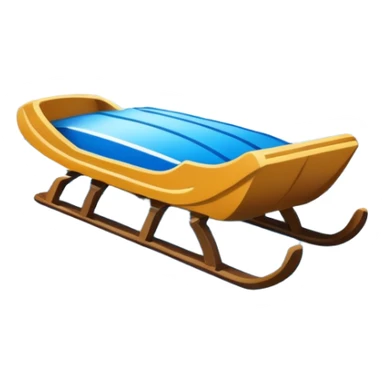 An icon showing a small sled down an icy track. The scene includes dynamic motion lines, icy curves, and a snowy mountain backdrop under a crisp blue sky. Transparent background emphasizes the speed and intensity of the sport. sticker