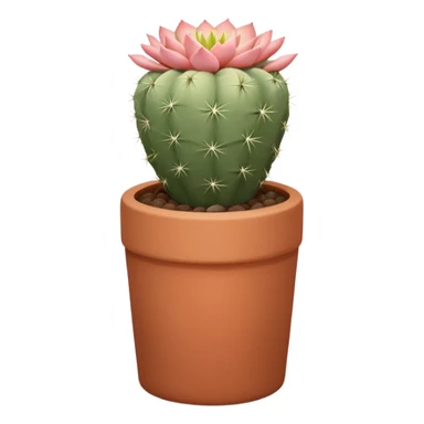 A ceramic pot in a pastel terracotta color, shaped like a cylinder, the pot is tall and contains an Acanthocalycium Glaucum cactus plant. sticker