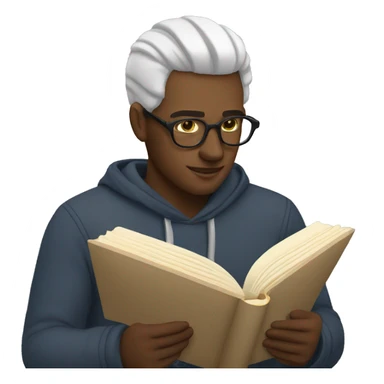 create a white man reading a book sticker