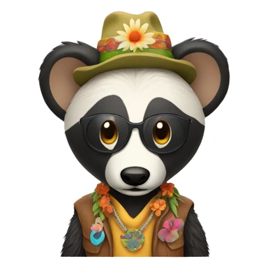 badger dressed like a 60's hippie making a peace sign sticker