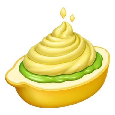 Erstelle eine Birne mit einem Stück geschmolzener Butter  sticker