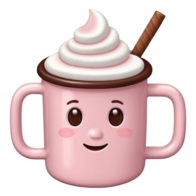 Light Pink mug of hot chocolate with marshmallows  sticker