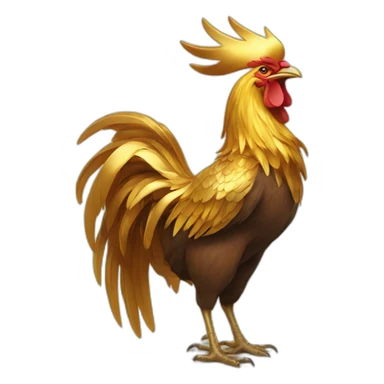 proud and howling golden phoenix rooster with a golden crown on its head sticker
