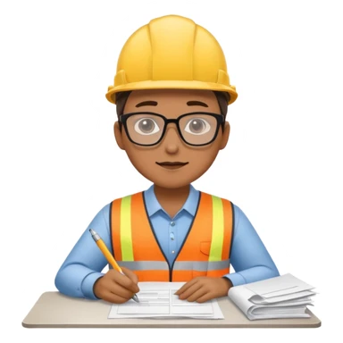 The occupational safety specialist is sitting at the paperwork sticker
