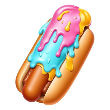 Melting neon ice cream hot dog  sticker