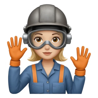 Girl welder waving hi sticker