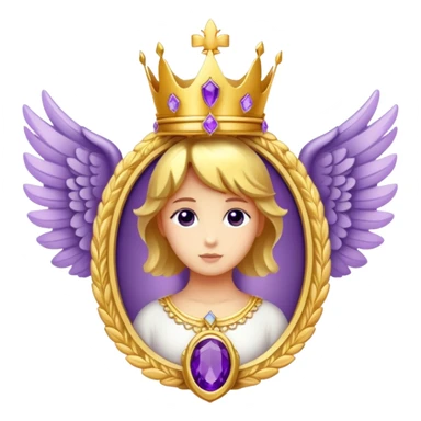 4th place award Number in frame decorated with golden angel  wings and amethyst  stone and small crown on a top sticker