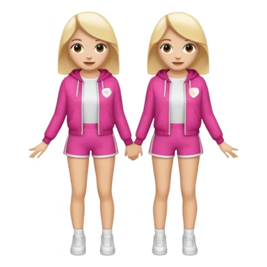 👯‍♀️ generate this emoji, as two white girls, bffs, the same pose but maybe the outfit cuter. we are models sticker