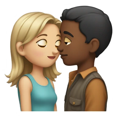 Girl kissing a boys forehead  sticker