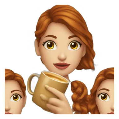 mulher-ruiva-olho-verde-cabelo-liso-comprido-segurando-caneca-café sticker