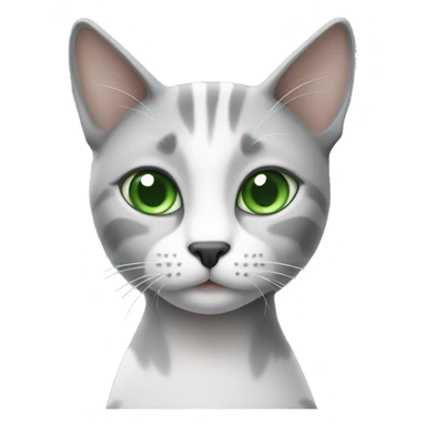 Gray and white lanky cat with green eyes sticker