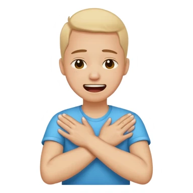 person holding neck crossed hands crying laughing  sticker