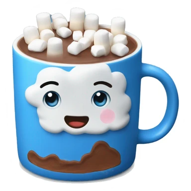 Hot chocolate in a blue mug with marshmallows  sticker