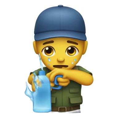 crying with water gun sticker