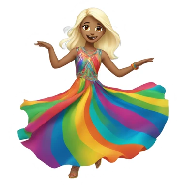 white blonde long haired girl dancing in chromatic dress sticker