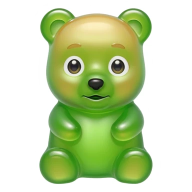 green gummy bear with eyes and blond hair sticker