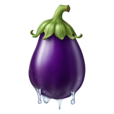  Eggplant with water drops coming out the tip  sticker