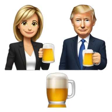 Emanuelle Macron qui boit une bière avec Vladimir Poutine sticker