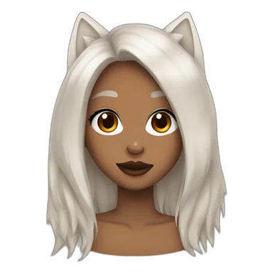  girl brown long hair lipstick wolf ears  sticker