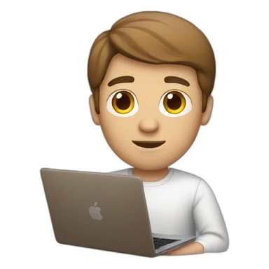 white brown haired man with macbook sticker