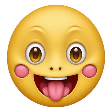 Freaky ahh yellow face emoji smiling with tongue out and eyes wide open sticker