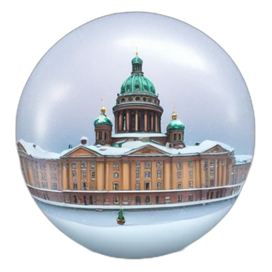 winter city Saint Petersburg in a souvenir ball with snow falling sticker